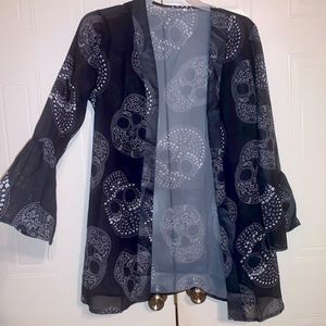 Black skull kimono